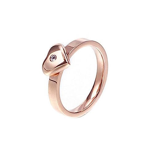 Bihsilin Ringe Damen Edelstahl, Ring Personalisiert Herz mit Zirkonia Hochzeit Ringe Frauen Nickelfrei Rosegold Gr.57 (18.1) von Bishilin