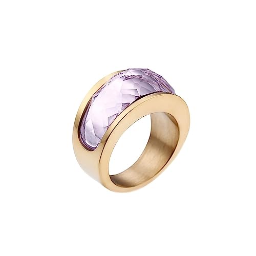 Bihsilin Ringe Damen Edelstahl, Ring Personalisiert mit Rosa Kristall Hochzeit Ringe Frauen Nickelfrei Gold Gr.52 (16.6) von Bishilin