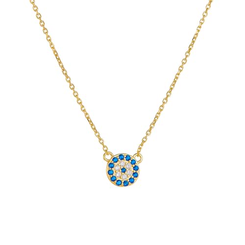 Bishilin Anhänger Halskette Gold 585, Kette Damen 45CM Charms Anhänger Rund mit Saphir und Diamant Hochzeit Halskette für Frauen Braut von Bishilin