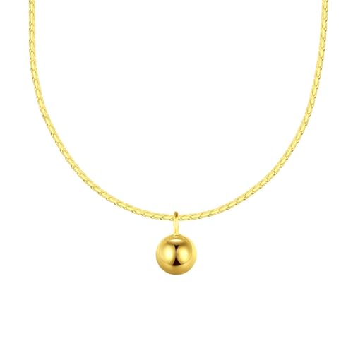 Bishilin Anhänger Halskette Gold 585, Kette Damen 45CM mit Anhänger Bead Charm Halskette Hochzeit Braut von Bishilin