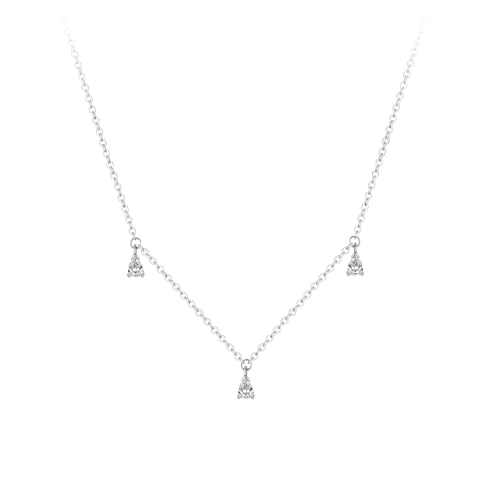 Bishilin Anhänger Halskette Weißgold 585, Kette Damen 45CM Charms Anhänger mit Tropfen Moissanit Hochzeit Halskette für Frauen Braut von Bishilin