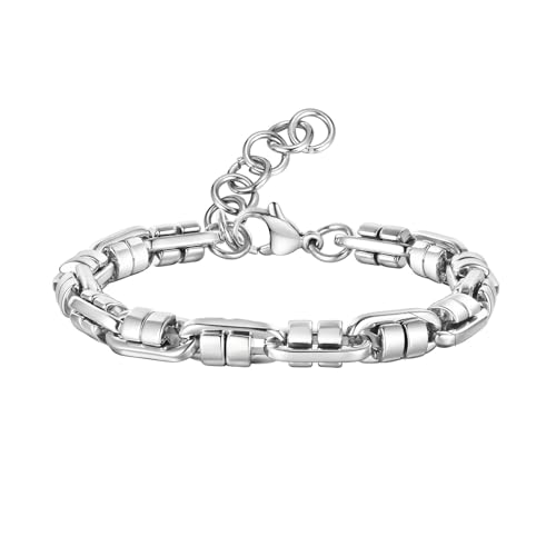 Bishilin Armbänder Herren 21CM, Edelstahl Armband 6.5MM Gliederkette Freundschaftsarmband Personalisiert Charm Armbänder für Männer Silber von Bishilin