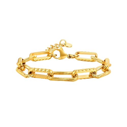 Bishilin Armband Edelstahl Damen, Armbänder Frauen 19CM Rechteck Geprägt Partnerarmband Personalisiert Charm Armband Modern Gold Bishilin Armband Edelstahl Damen, Armbänder Frauen 19CM Rechteck Geprägt Partnerarmband Personalisiert Charm Armband Modern Gold von Bishilin