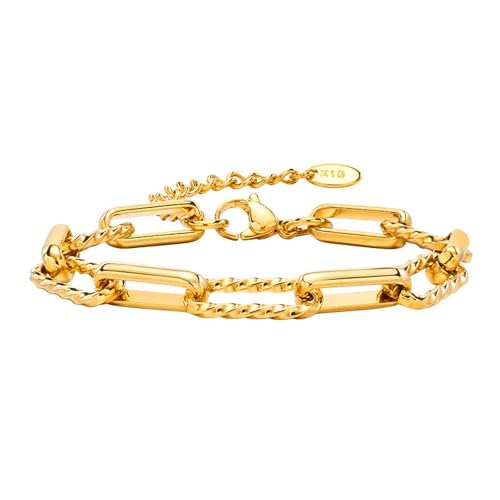 Bishilin Armband Edelstahl Damen, Armbänder Frauen 21CM 7.5MM Gliederkette Partnerarmband Personalisiert Charm Armband Modern Gold Bishilin Armband Edelstahl Damen, Armbänder Frauen 21CM 7.5MM Gliederkette Partnerarmband Personalisiert Charm Armband Modern Gold von Bishilin