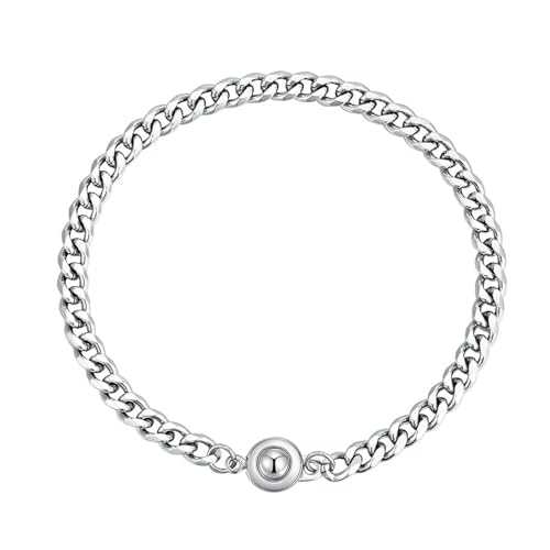 Bishilin Armband Edelstahl Männer, Charm Armband 20CM 7MM Panzerkette mit Druckknopf Partnerarmband Personalisiert Silber Armbänder für Herren von Bishilin