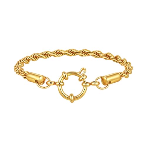 Bishilin Armband Frauen Personalisiert, Armbänder Edelstahl 4MM Kordelkette Betterarmband Personalisiert Damen Armband Verstellbar 18CM Gold Bishilin Armband Frauen Personalisiert, Armbänder Edelstahl 4MM Kordelkette Betterarmband Personalisiert Damen Armband Verstellbar 18CM Gold von Bishilin