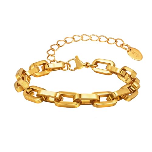 Bishilin Armband Frauen Personalisiert, Armbänder Edelstahl 6.8MM Gliederkette Betterarmband Personalisiert Damen Armband Verstellbar 21CM Gold Bishilin Armband Frauen Personalisiert, Armbänder Edelstahl 6.8MM Gliederkette Betterarmband Personalisiert Damen Armband Verstellbar 21CM Gold von Bishilin