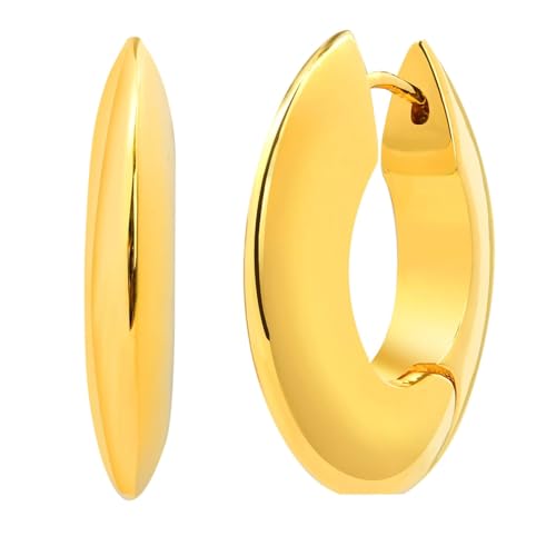 Bishilin Creolen Damen Edelstahl Vergoldet, Ohrringe Creolen 25MM Hoop Gold Ohrringe Allergiefrei für Mädchen von Bishilin