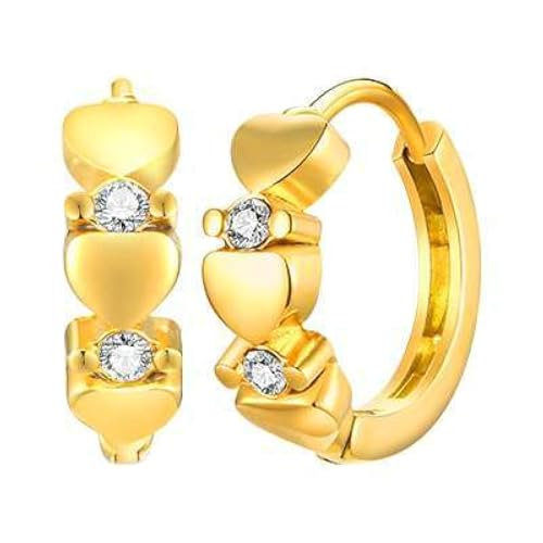 Bishilin Creolen Damen Edelstahl Vergoldet, Ohrringe Creolen Herzen und mit Zirkonia Gold Ohrringe Allergiefrei für Mädchen von Bishilin