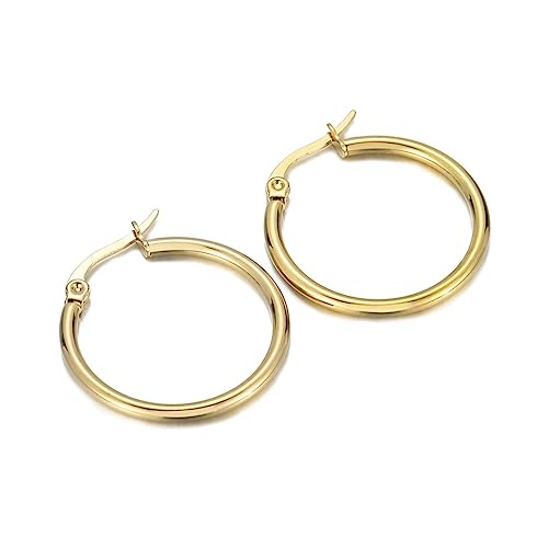 Bishilin Creolen Edelstahl Gold, Damen Ohrringe Hoop 50MM Creolen Ohrringe Nickelfrei für Mädchen von Bishilin