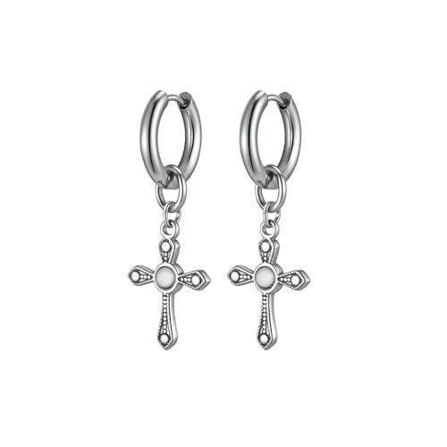 Bishilin Creolen Edelstahl Nickelfrei, Herren Ohrringe Hängend Kreuz Creolen Männer Gold Ohrringe in Bijouterie von Bishilin