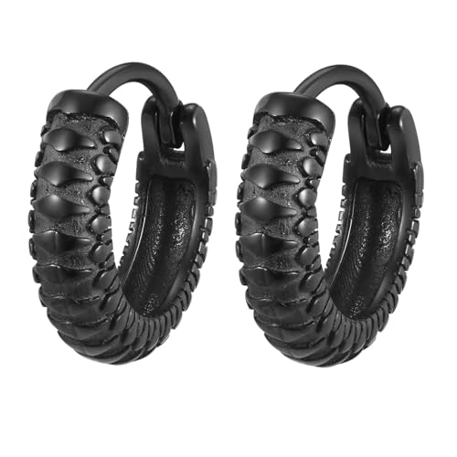 Bishilin Creolen Edelstahl Nickelfrei, Ohrringe Herren Hoop mit Schlange Muster Creolen Männer Schwarz Ohrringe in Bijouterie Bishilin Creolen Edelstahl Nickelfrei, Ohrringe Herren Hoop mit Schlange Muster Creolen Männer Schwarz Ohrringe in Bijouterie von Bishilin