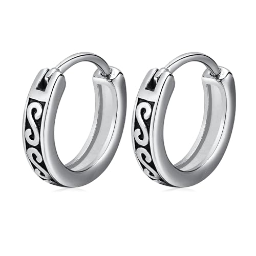 Bishilin Creolen Edelstahl Silber, Herren Ohrringe 14MM Hoop mit S Creolen Ohrringe Nickelfrei für Männer von Bishilin
