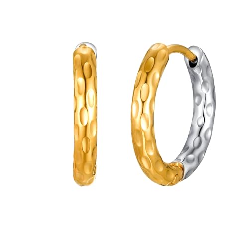 Bishilin Creolen Edelstahl Vergoldet Nickelfrei, Ohrringe Damen Hoop mit Muster Creolen Mädchen Gold Ohrringe in Bijouterie von Bishilin