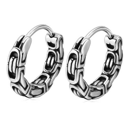 Bishilin Creolen Ohrringe Edelstahl, Creolen Herren 16MM Hoop mit Geometrie Ohrringe Nickelfrei für Männer Silber von Bishilin