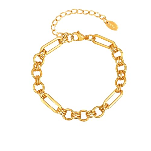 Bishilin Damen Armbänder Edelstahl, Frauen Armband 6.5MM Gliederkette Armbänder Charm Armband Personalisiert 21CM Gold Bishilin Damen Armbänder Edelstahl, Frauen Armband 6.5MM Gliederkette Armbänder Charm Armband Personalisiert 21CM Gold von Bishilin