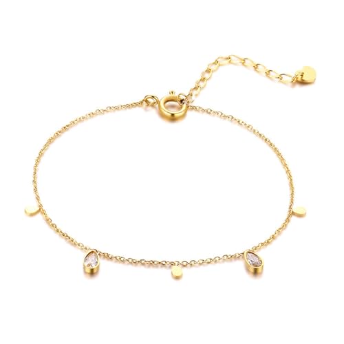 Bishilin Damen Armbänder Edelstahl, Frauen Armband Tropfen mit Zirkonia Armbänder Charm Armband Personalisiert 20CM Gold Bishilin Damen Armbänder Edelstahl, Frauen Armband Tropfen mit Zirkonia Armbänder Charm Armband Personalisiert 20CM Gold von Bishilin