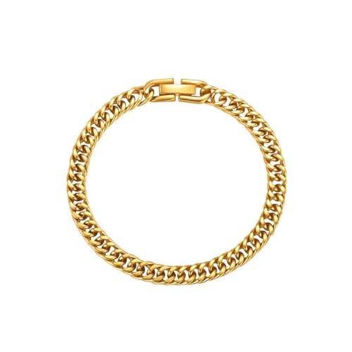 Bishilin Damen Armband Edelstahl, Charm Armbänder 5.3MM Panzerkette Partnerarmband Personalisiert Armband Frauen 16.5 CM Gold Bishilin Damen Armband Edelstahl, Charm Armbänder 5.3MM Panzerkette Partnerarmband Personalisiert Armband Frauen 16.5 CM Gold von Bishilin