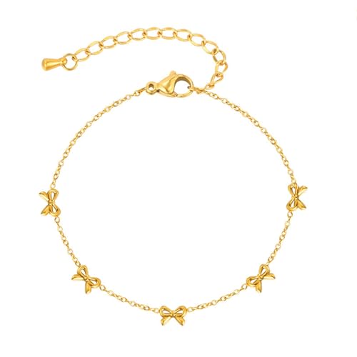 Bishilin Damen Armband Edelstahl, Charm Armbänder mit Knoten Partnerarmband Personalisiert Armband Frauen 21 CM Gold Bishilin Damen Armband Edelstahl, Charm Armbänder mit Knoten Partnerarmband Personalisiert Armband Frauen 21 CM Gold von Bishilin