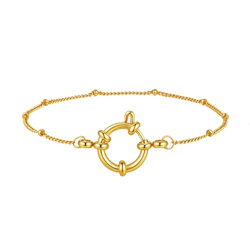 Bishilin Damen Armband Verstellbar 18CM, Armbänder Frauen Edelstahl Dünn Schlangenkette Betterarmband Charm Armband Personalisiert Gold von Bishilin