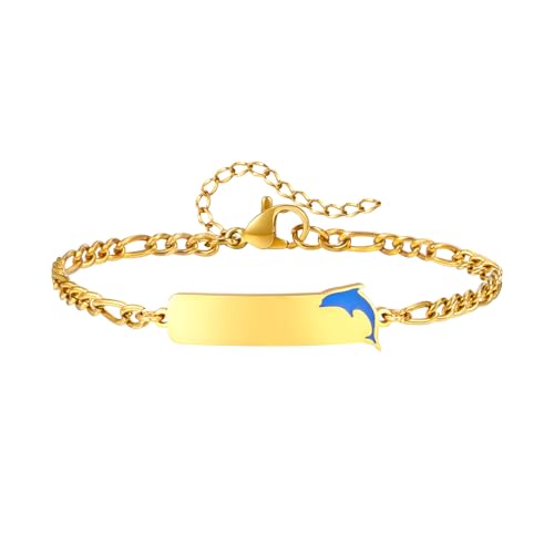Bishilin Damen Armband Verstellbar 21CM, Armbänder Frauen Edelstahl Delfin Betterarmband Charm Armband Personalisiert Gold Bishilin Damen Armband Verstellbar 21CM, Armbänder Frauen Edelstahl Delfin Betterarmband Charm Armband Personalisiert Gold von Bishilin