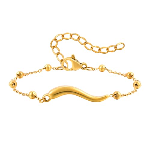 Bishilin Damen Armband Verstellbar 21CM, Armbänder Frauen Edelstahl mit Geometrie Betterarmband Charm Armband Personalisiert Gold Bishilin Damen Armband Verstellbar 21CM, Armbänder Frauen Edelstahl mit Geometrie Betterarmband Charm Armband Personalisiert Gold von Bishilin