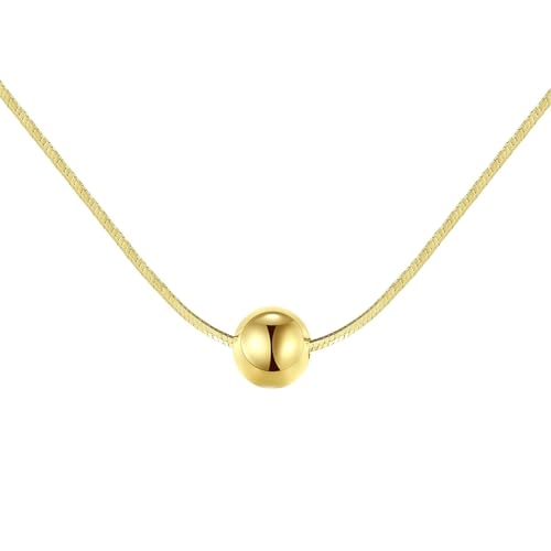 Bishilin Damen Kette Gold 750 Echtgold, Halskette mit Anhänger Bead Hochzeit Kette Gold 45CM für Frauen Braut von Bishilin