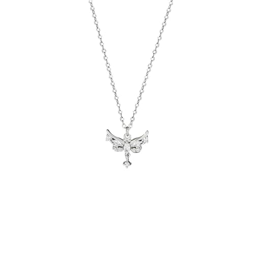 Bishilin Damen Kette Weißgold 750 Echtgold, Halskette Anhänger Schmetterling mit Moissanite Hochzeit Kette Weißgold 45CM für Braut Frauen von Bishilin