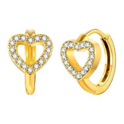 Bishilin Damen Ohrringe Edelstahl Vergoldet, Creolen Ohrringe Herz mit Zirkonia Gold Ohrringe Hypoallergen für Mädchen von Bishilin