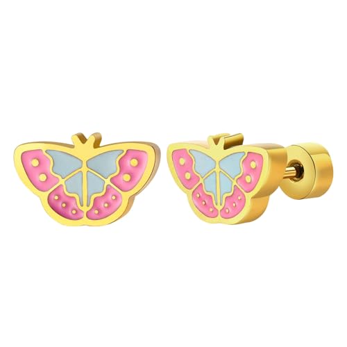 Bishilin Damen Ohrringe Edelstahl Vergoldet, Ohrstecker Mädchen Schmetterling mit Epoxid Gold Ohrringe in Bijouterie von Bishilin
