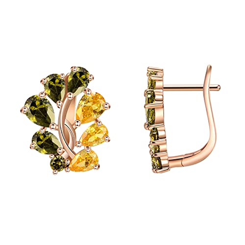 Bishilin Damen Ohrringe Silber 925, Ohrstecker Blatt mit Tropfen Zirkonia Gold Ohrringe Jugendstil für Mädchen von Bishilin