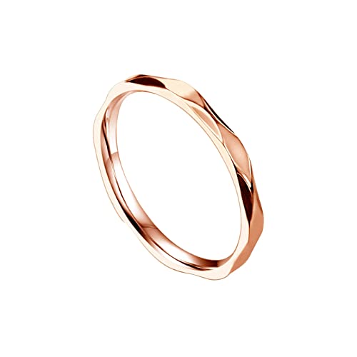 Bishilin Damen Ring Edelstahl, Ringe Personalisiert Schmal 2MM Bandring Frauen Ring Rosegold Freundschaftsringe Große 57 (18.1) von Bishilin