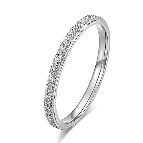 Bishilin Damen Ring Personalisiert, Frauen Ring Edelstahl Schmal 2MM Matt Bandring Silber Freundschaftsring Partnerringe für Mädchen Gr.52 (16.6) von Bishilin