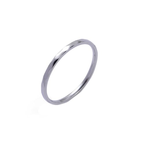 Bishilin Damen Ringe Personalisiert, Ring Edelstahl Schmal 2MM Bandring Ring Gr.47, Silber Ringe Partnerring für Frauen von Bishilin