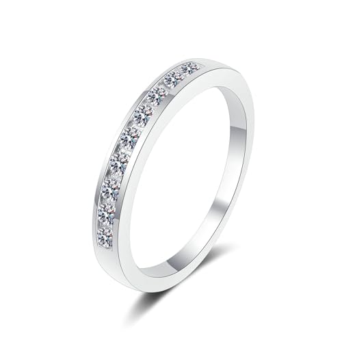 Bishilin Damen Ringe aus Platin 950, Trauringe mit 0.27ct Diamant Bandring Eheringe Jahrestag Hochzeit Ring Frauen Gr.55 (17.5) von Bishilin