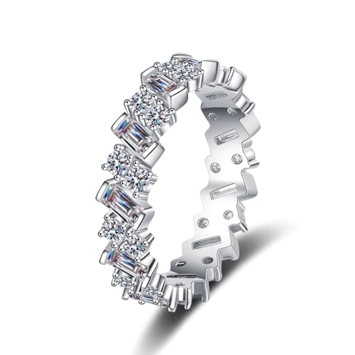 Bishilin Diamant Ringe Platin 950, Trauringe Damen Einzeln mit Diamant 3.08ct Bandring Verlobungsring Memoir Hochzeit Ringe Frauen Große 56 (17.8) von Bishilin