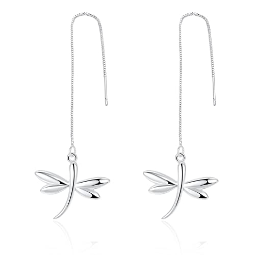 Bishilin Durchzieher Ohrringe Versilbert Mädchen, Ohrringe Silber Libelle Lange Ohrringe für Mädchen in Bijouterie von Bishilin