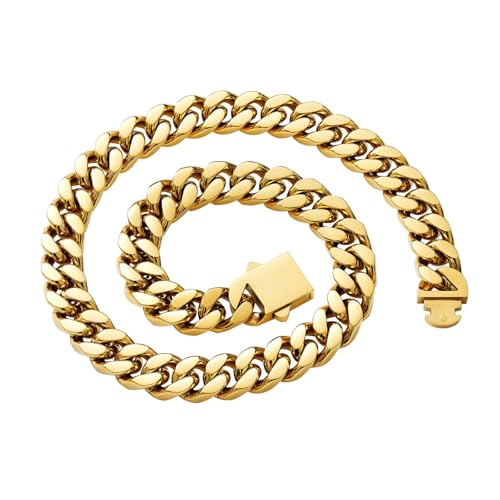 Bishilin Edelstahl Halskette Herren 51CM, Ketten ohne Anhänger 7MM Panzerkette Curb Chain Gothic Halskette Männer Junge Gold von Bishilin