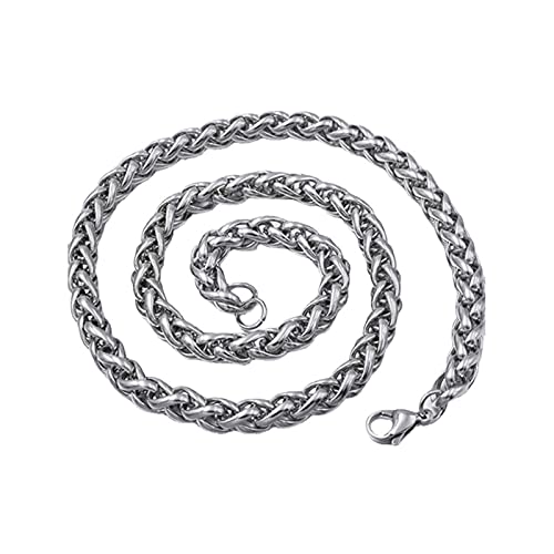 Bishilin Edelstahl Halskette Herren ohne Anhänger, 4MM Weizenkette Silber Kette 65CM Partnerkette für Männer von Bishilin