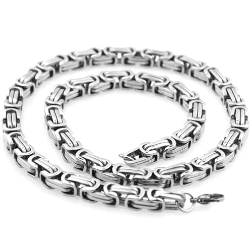 Bishilin Edelstahl Kette Männer 81CM, Halskette ohne Anhänger Silber 8MM Königskette Freundschaftskette Hip Hop Kette Herren Personalisiert von Bishilin