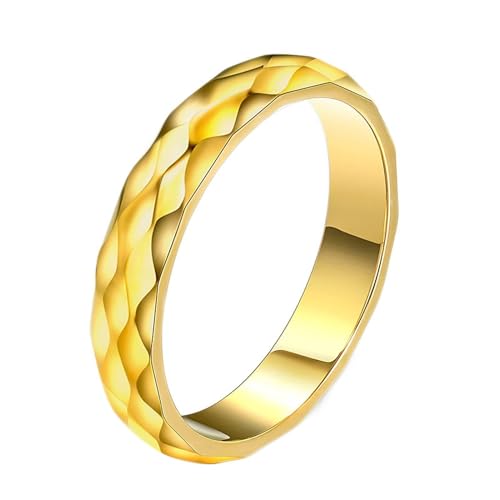 Bishilin Edelstahl Ring Personalisiert, Herren Ringe 4MM Hochglanzpoliert Bandring Freundschaftsringe Männer Ring Hochzeit Gold Größe 62 (19.7) von Bishilin