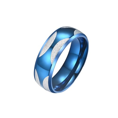 Bishilin Edelstahl Ring Personalisiert, Herren Ringe Matt 8MM Bandring Ring Größe 57 (18.1), Freundschaftsringe Männer Ring Hochzeit Blau von Bishilin