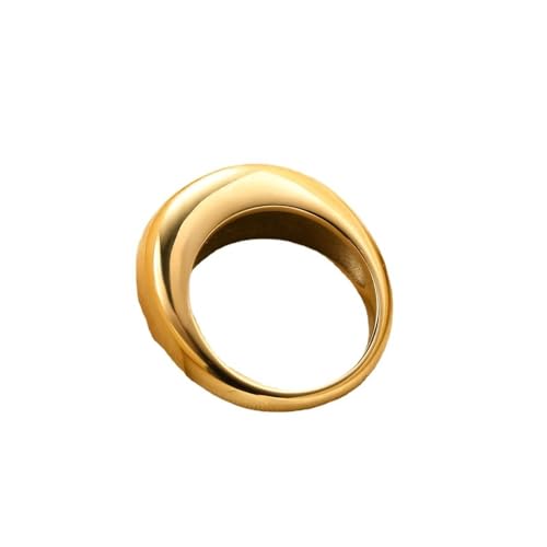 Bishilin Edelstahl Ringe Frauen, Gold Ring Personalisiert 8MM Kuppel Statement-Ring Freundschaftsringe Paterringe für Damen Größe 52 (16.6) von Bishilin