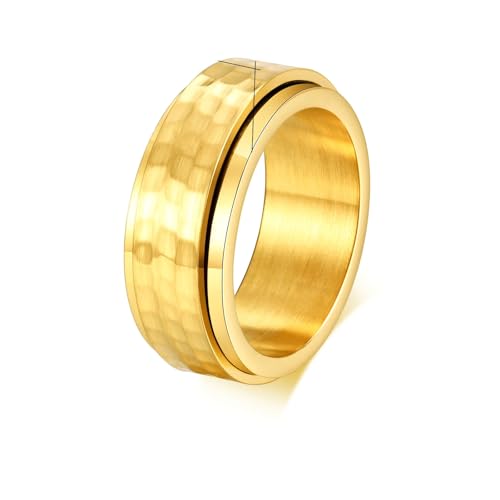 Bishilin Edelstahl Ringe Männer, Gold Ring Personalisiert Spinner Matt 8MM Freundschaftsringe Ringe Herren Gothic Größe 65 (20.7) von Bishilin
