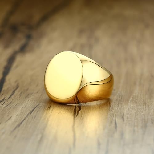 Bishilin Edelstahl Ringe Männer, Herren Ring Personalisiert Breit 20MM Siegelring Partnerringe Gothic Ringe Gold Größe 57 (18.1) von Bishilin