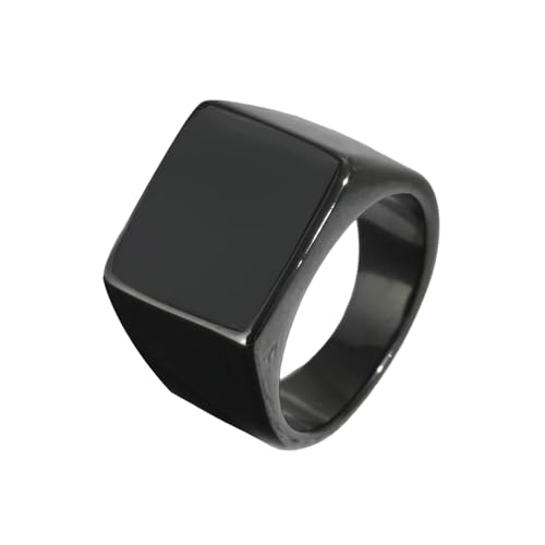 Bishilin Edelstahl Ringe Männer, Schwarz Ring Personalisiert mit Acryllack Sieglring Freundschaftsringe Ringe Herren Gothic Größe 65 (20.7) von Bishilin