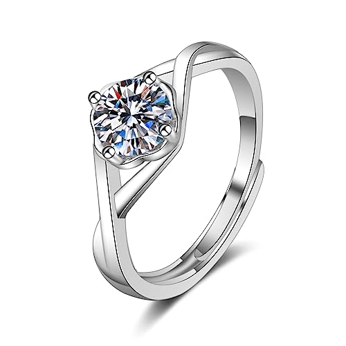 Bishilin Eheringe 375er Weißgold, Trauringe Damen Einzeln Unendlichkeit Solitär mit Diamant 1ct Verlobungsringe Hochzeit Ringe Frauen Größe 59 (18.8) von Bishilin