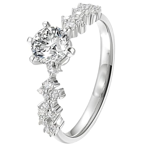 Bishilin Eheringe 750er Weißgold, Trauringe Damen Einzeln Milchstraße mit 0.5ct Diamant Verlobungsringe Jahrestag Hochzeit Ringe Frauen Gr.57 (18.1) von Bishilin