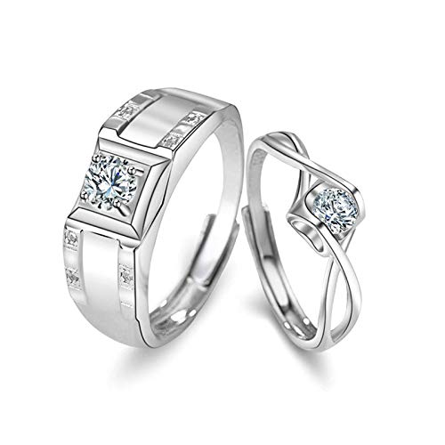 Bishilin Eheringe Paarpreis 925 Silber, Hochzeit Ringe Set mit Gravur Infinity Zirkonia Verlobungsringe Paar Verstellbar Partnerringe für 2 von Bishilin