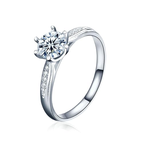 Bishilin Eheringe Platin 950 Einzeln Damen, Frauen Ring 6-Steg-Krappenfassung mit 1ct Diamant Verlobungsringe Trauringe ohne Nickel Große 49 (15.6) von Bishilin